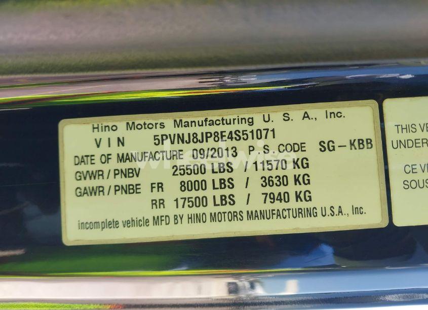 Photo 8 of 2014 Hino 258/268 (VIN 5PVNJ8JP8E4S51071)