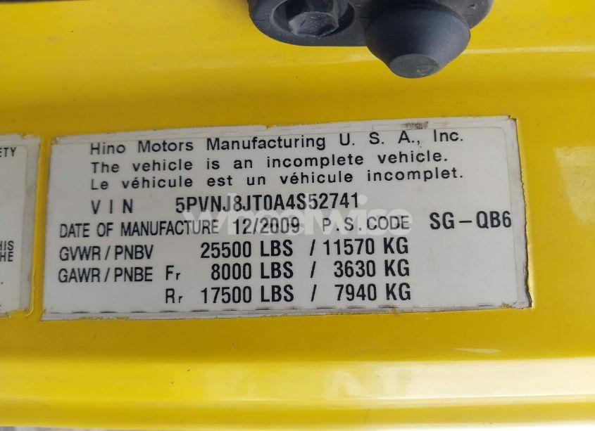 Photo 8 of 2010 Hino 258/268 (VIN 5PVNJ8JT0A4S52741)