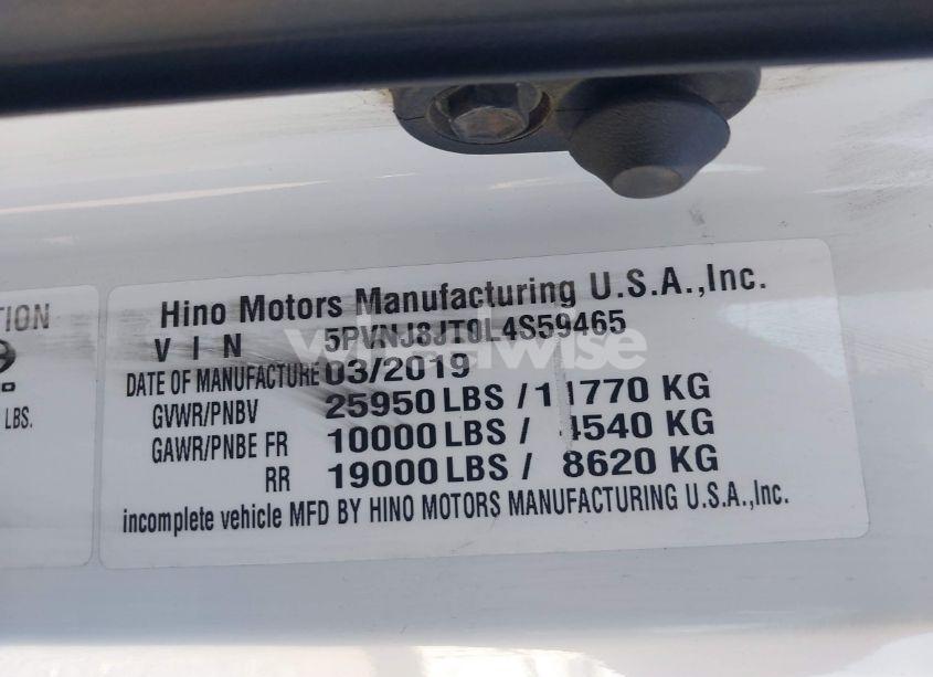 Photo 8 of 2020 Hino 258/268 (VIN 5PVNJ8JT0L4S59465)