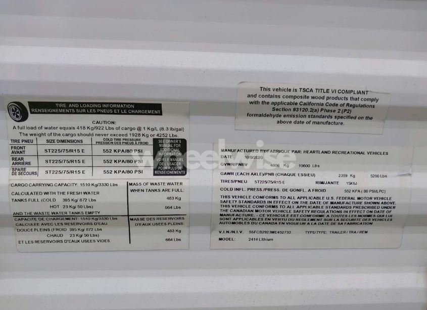 Photo 9 of 2021 Heartland Li-thium (VIN 5SFCB2923ME452733)