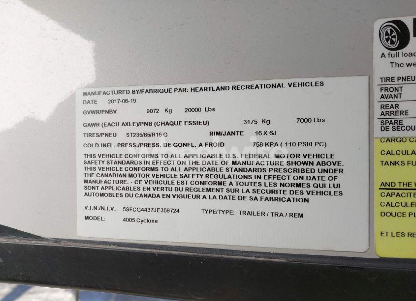 Photo 9 of 2018 Cyclone 4005 N/A (VIN 5SFCG4437JE359724)