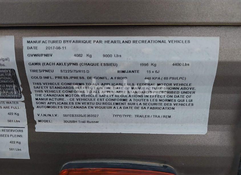 Photo 9 of 2018 Heart Manufacturing TRAIL RUNNER (VIN 5SFEB3320JE363527)