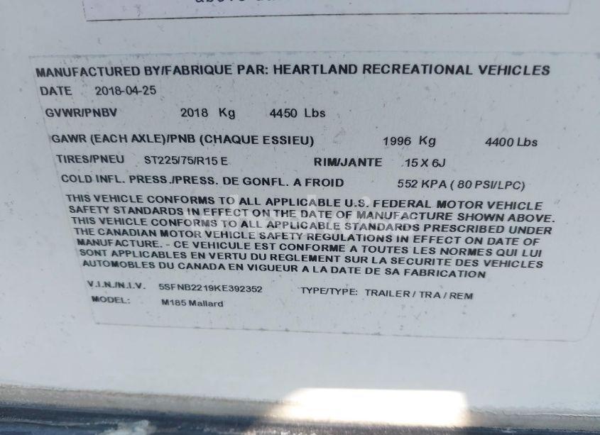 Photo 9 of 2018 Mallard Other (VIN 5SFNB2219KE392352)