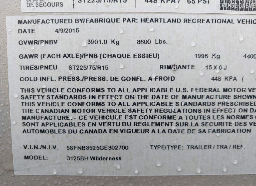 Photo 9 of 2016 Wilderness Ultralite (VIN 5SFNB3525GE302700)