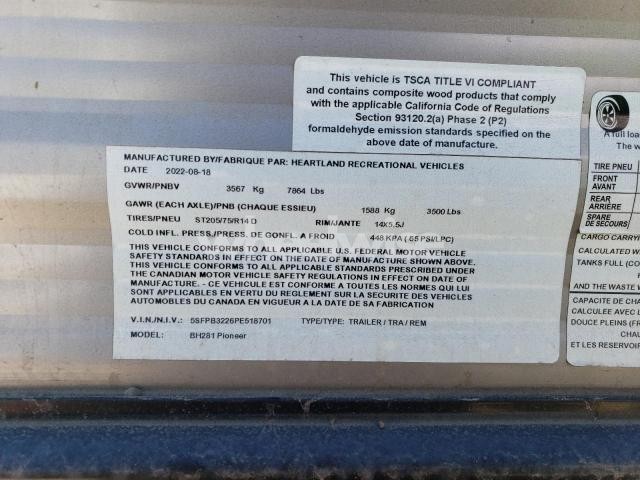 Photo 5 of 2023 HEARTLAND BIG HORN PIONEER (VIN 5SFPB3226PE518701)