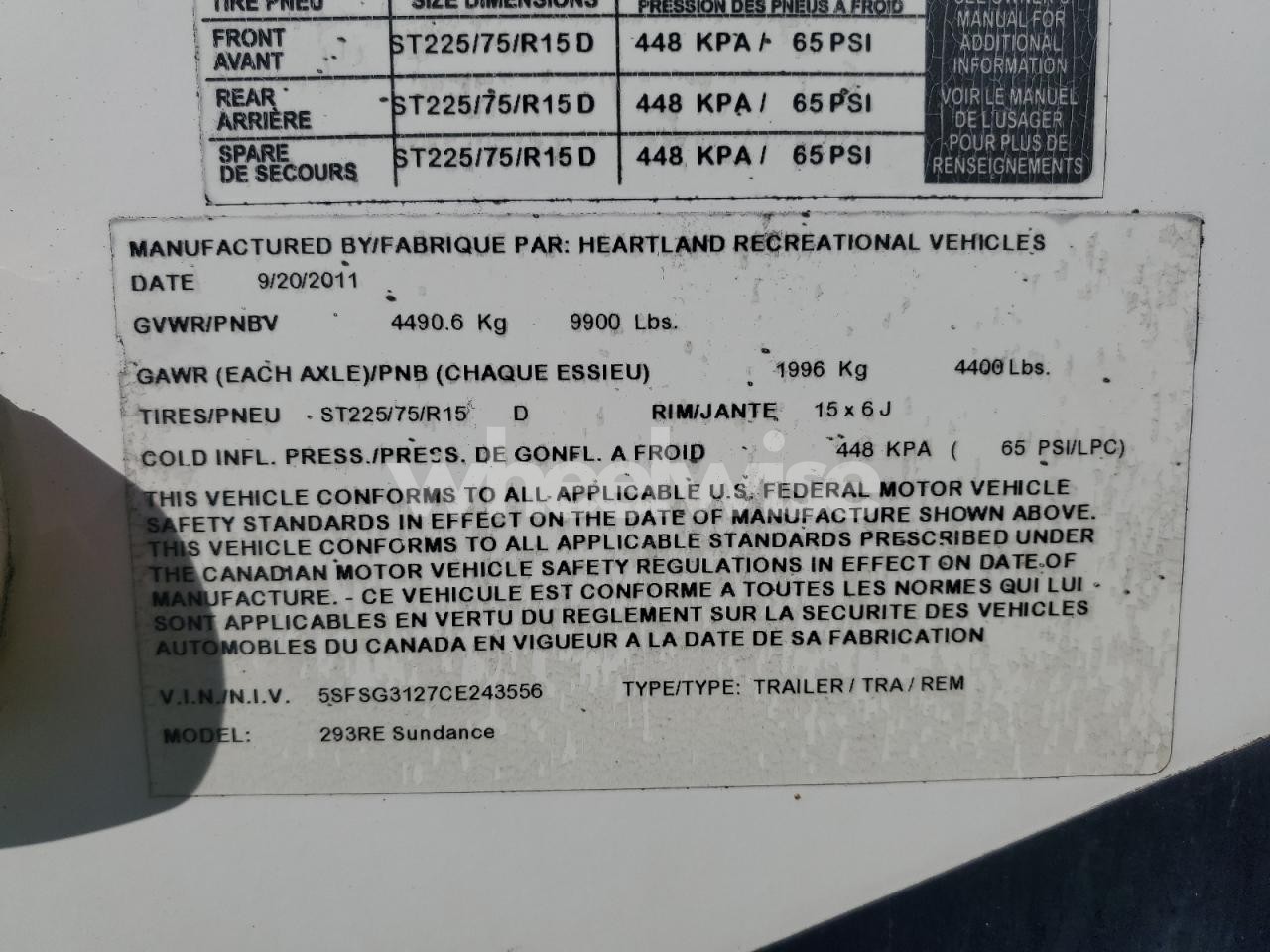Photo 10 of 2012 HEARTLAND BIG HORN TRAILER (VIN 5SFSG3127CE243556)