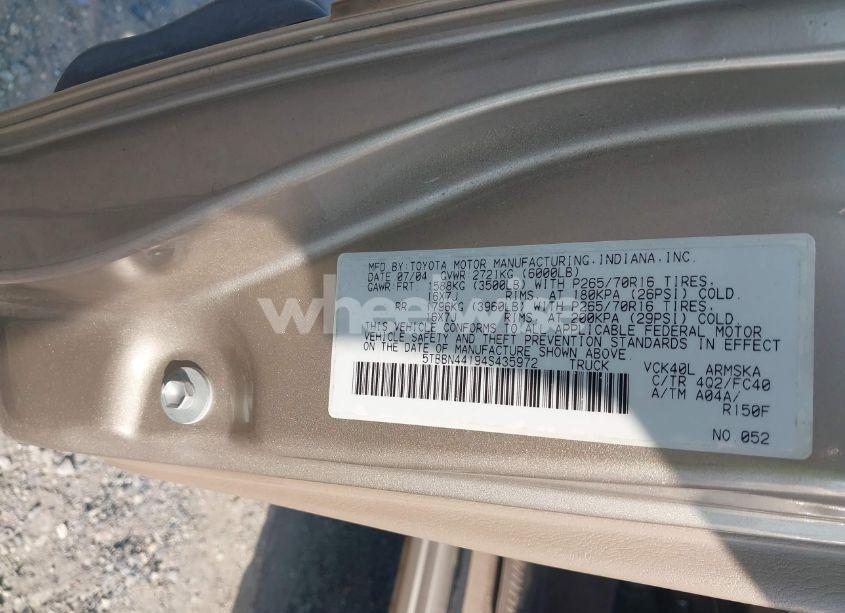 Photo 9 of 2004 Toyota Tundra SR5 (VIN 5TBBN44194S435972)