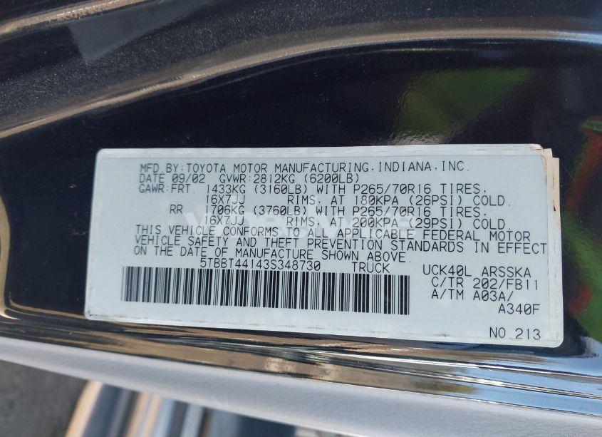 Photo 9 of 2000 Toyota Tundra SR5 V8 (VIN 5TBBT4412YS020908)