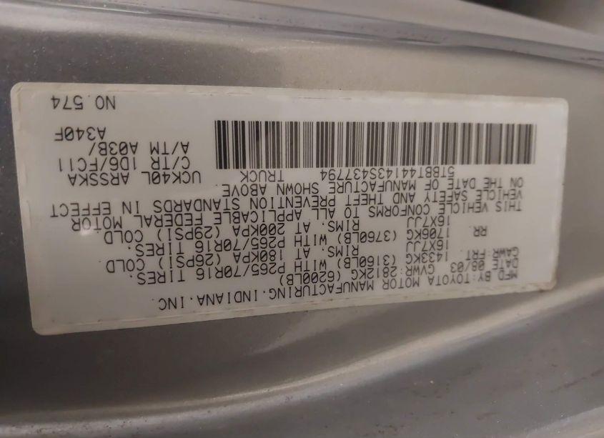 Photo 9 of 2003 Toyota Tundra SR5 V8 (VIN 5TBBT44143S437794)