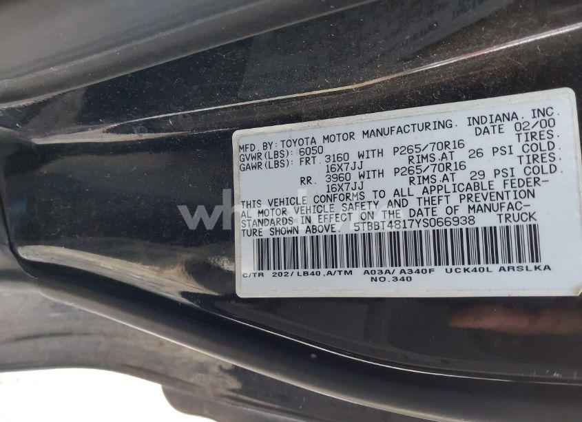 Photo 9 of 2000 Toyota Tundra LTD V8 (VIN 5TBBT4817YS066938)