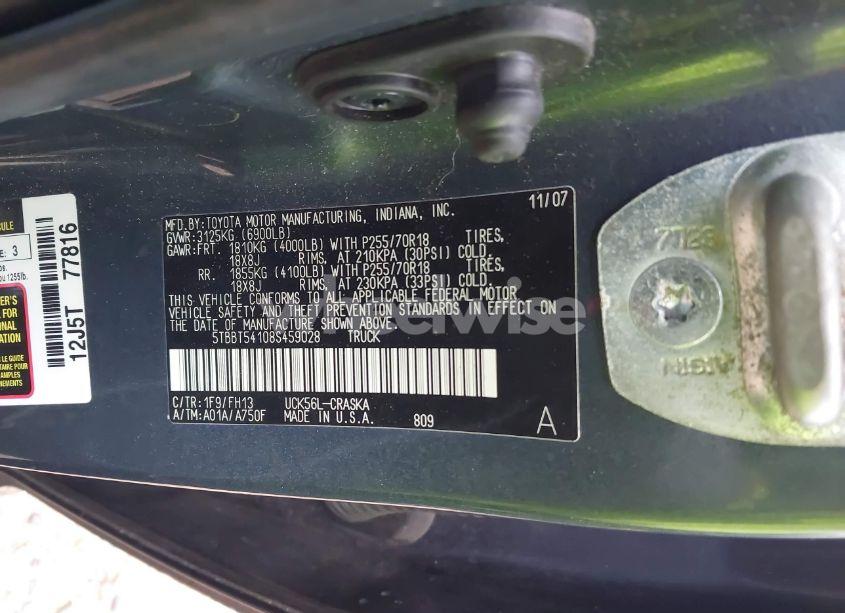 Photo 9 of 2008 Toyota Tundra SR5 4.7L V8 (VIN 5TBBT54108S459028)