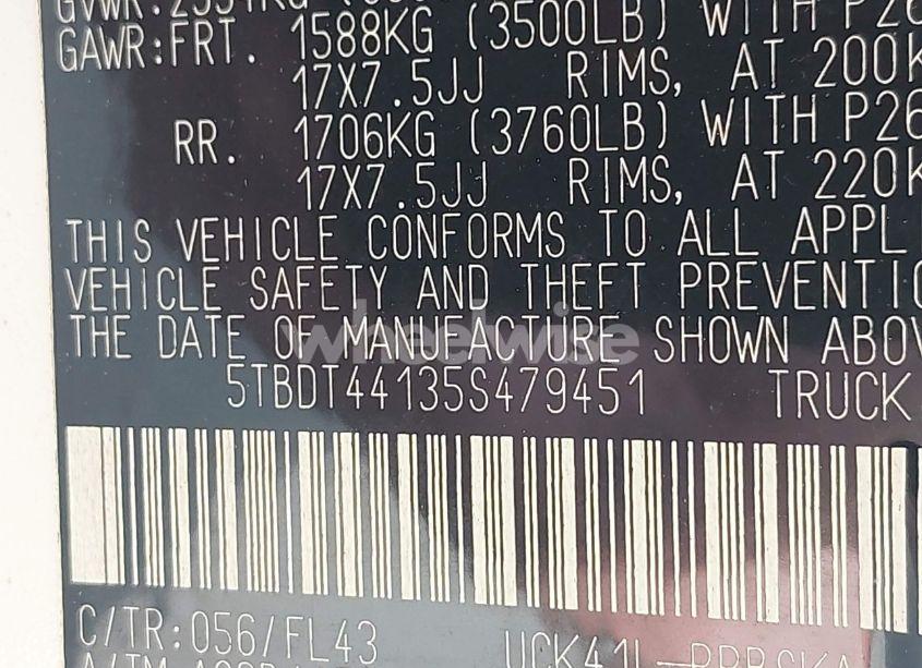 Photo 9 of 2005 Toyota Tundra SR5 V8 (VIN 5TBDT44135S479451)