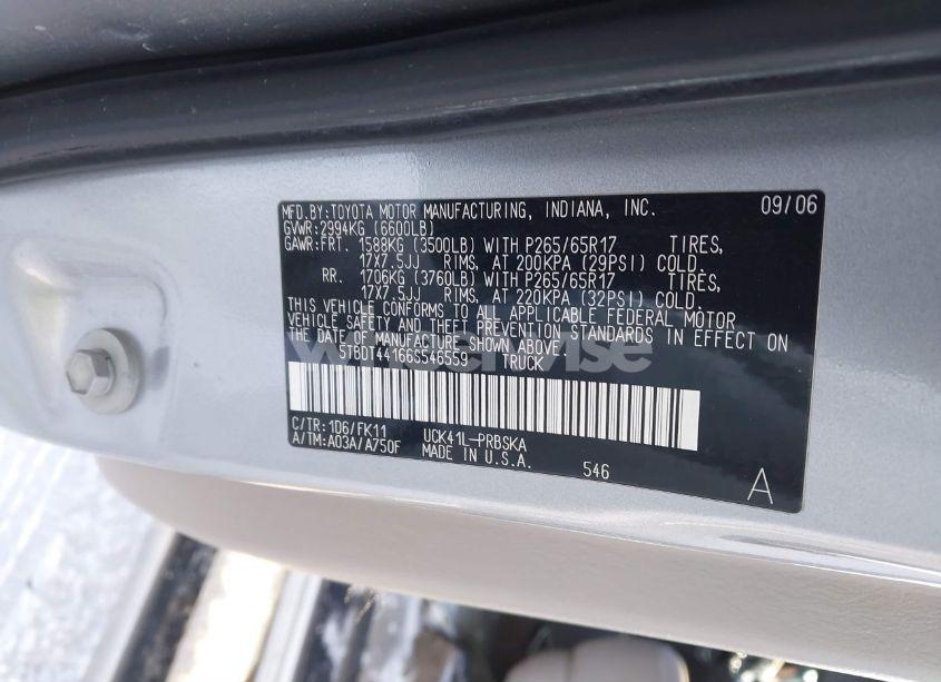 Photo 9 of 2006 Toyota Tundra SR5 V8 (VIN 5TBDT44166S546559)