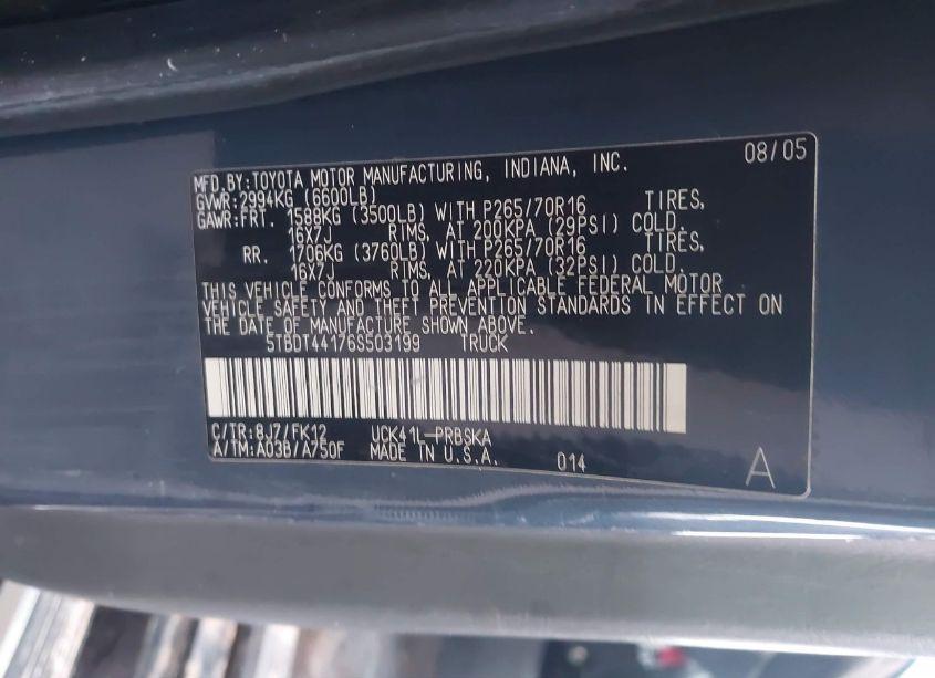 Photo 9 of 2006 Toyota Tundra SR5 V8 (VIN 5TBDT44176S503199)