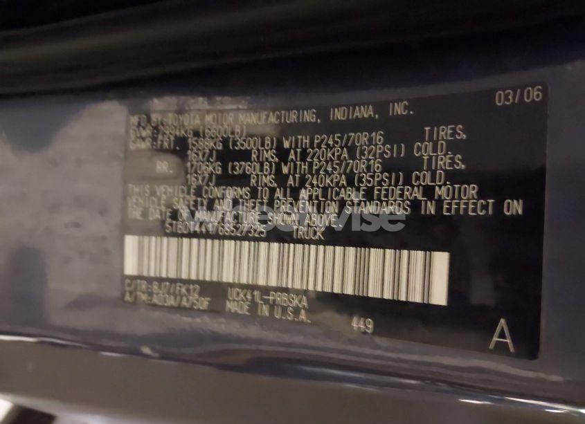 Photo 9 of 2006 Toyota Tundra SR5 V8 (VIN 5TBDT44176S527325)