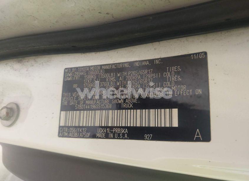 Photo 9 of 2006 Toyota Tundra DOUBLE CAB SR5 (VIN 5TBDT44196S515368)