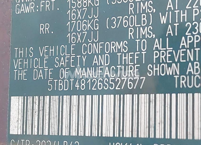 Photo 9 of 2006 Toyota Tundra LIMITED V8 (VIN 5TBDT48126S527677)