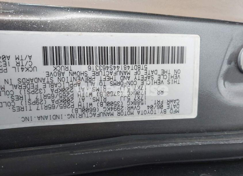 Photo 9 of 2004 Toyota Tundra LIMITED V8 (VIN 5TBDT48144S463316)