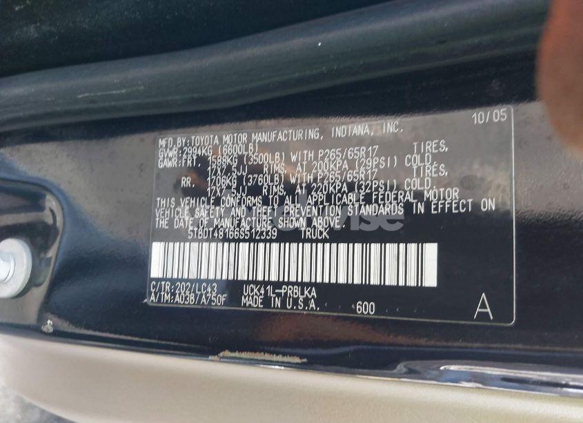 Photo 9 of 2006 Toyota Tundra LIMITED V8 (VIN 5TBDT48166S512339)