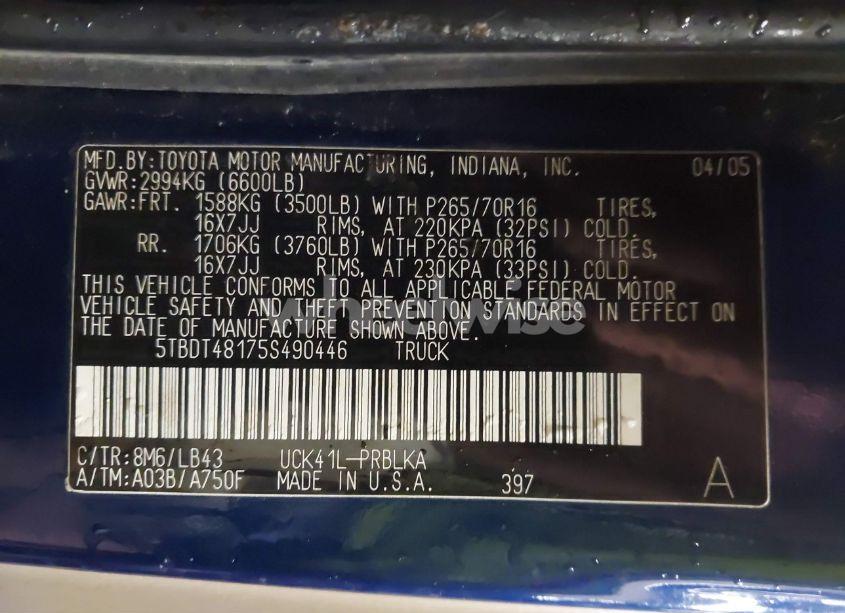 Photo 9 of 2005 Toyota Tundra LIMITED V8 (VIN 5TBDT48175S490446)
