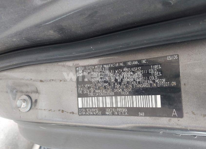 Photo 9 of 2006 Toyota Tundra SR5 V8 (VIN 5TBET34136S535968)