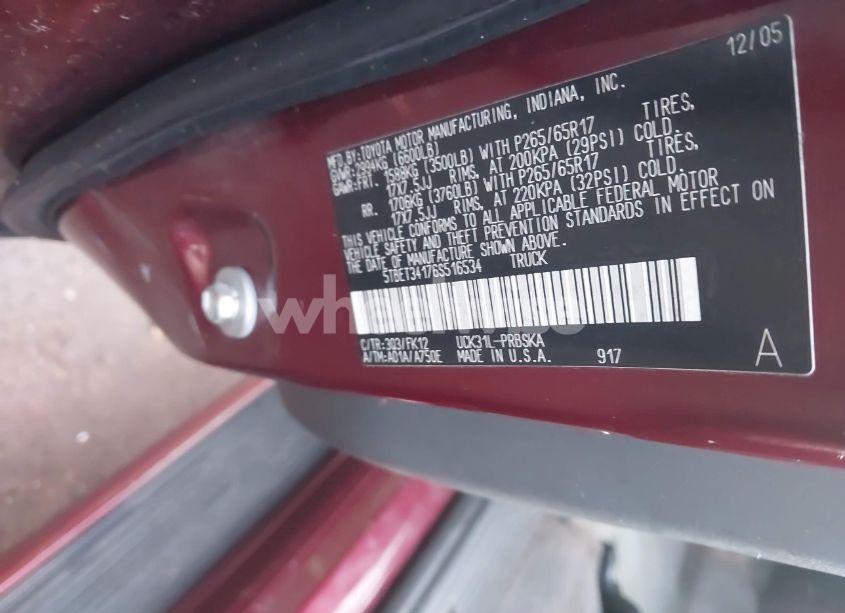 Photo 9 of 2006 Toyota Tundra SR5 V8 (VIN 5TBET34176S516534)