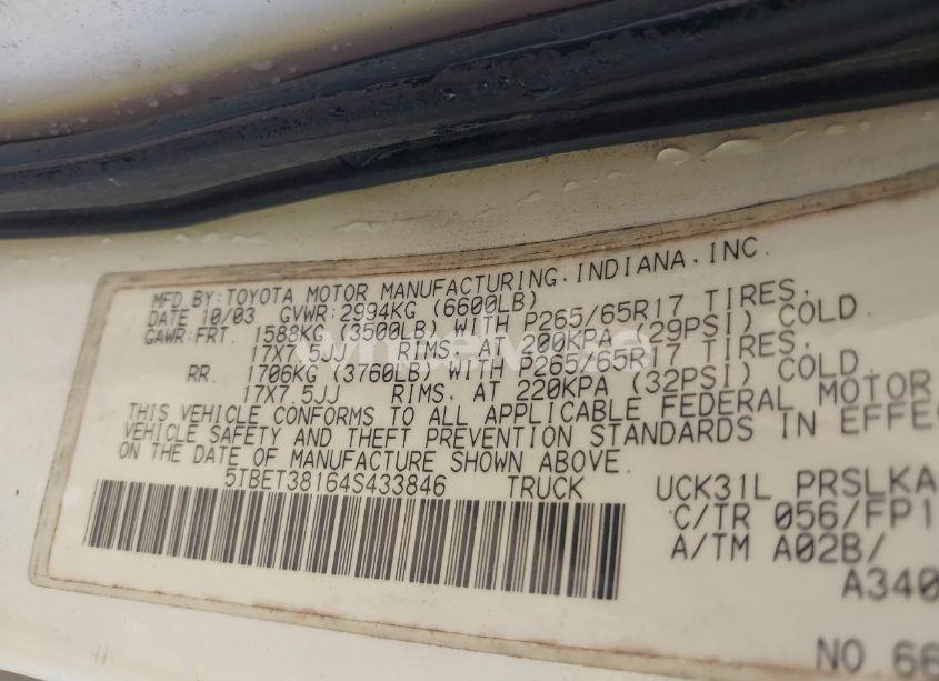 Photo 9 of 2004 Toyota Tundra LIMITED V8 (VIN 5TBET38164S433846)