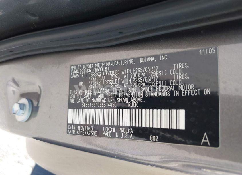 Photo 9 of 2006 Toyota Tundra LIMITED V8 (VIN 5TBET38196S514830)