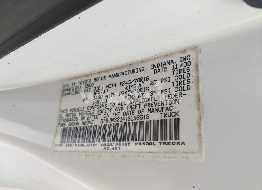 Photo 9 of 2001 Toyota Tundra (VIN 5TBJN32141S156613)