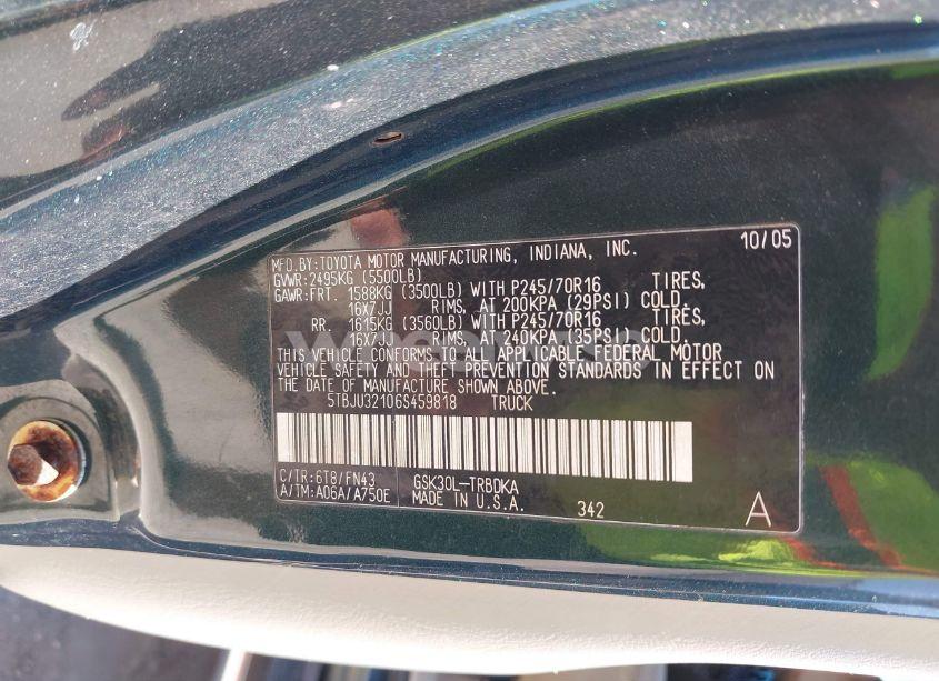 Photo 9 of 2006 Toyota Tundra (VIN 5TBJU32106S459818)