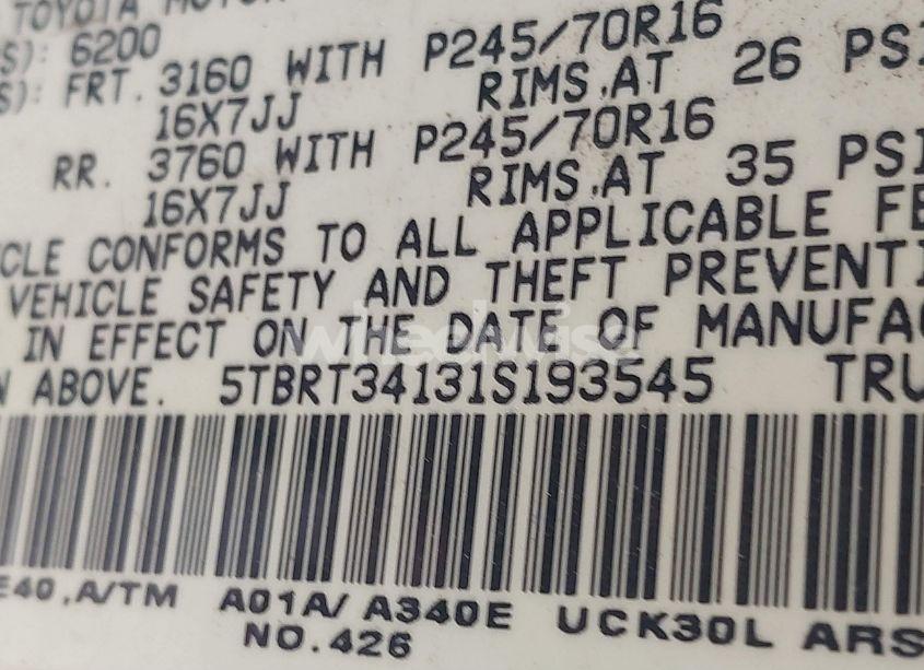Photo 9 of 2001 Toyota Tundra SR5 V8 (VIN 5TBRT34131S193545)