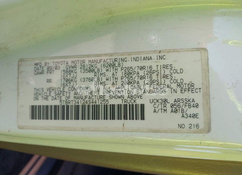 Photo 9 of 2000 Toyota Tundra SR5 V8 (VIN 5TBRT3419YS054661)