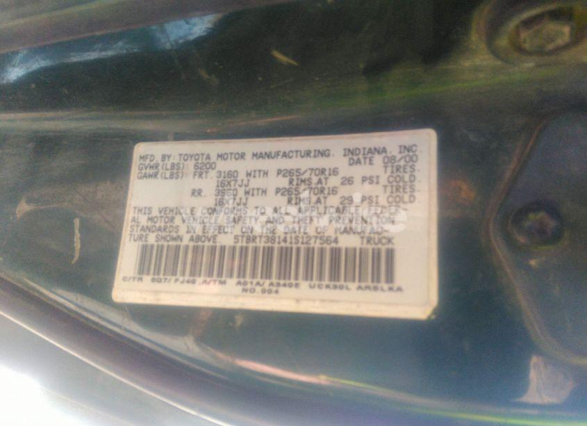 Photo 9 of 2001 Toyota Tundra LTD V8 (VIN 5TBRT38141S127564)