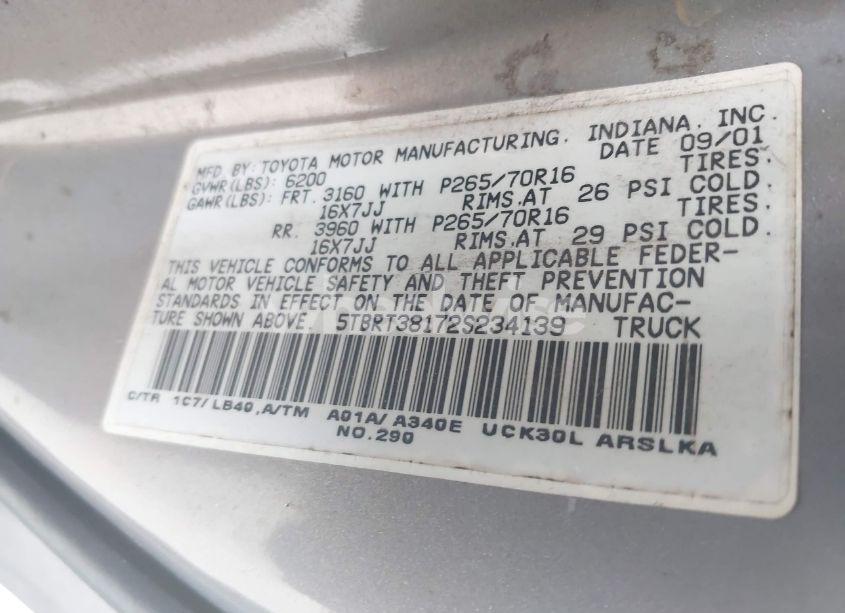 Photo 9 of 2002 Toyota Tundra LTD V8 (VIN 5TBRT38172S234139)