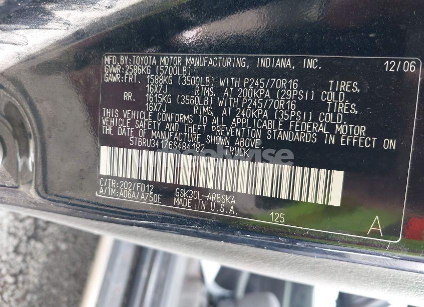 Photo 9 of 2006 Toyota Tundra ACCESS CAB SR5 (VIN 5TBRU34176S484182)