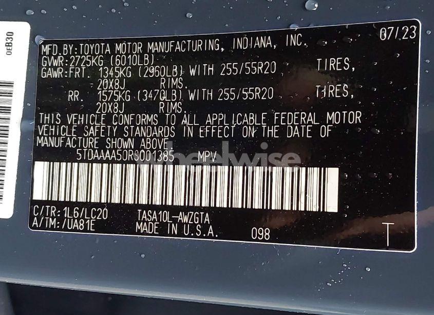 Photo 9 of 2024 Toyota Grand HIGHLANDER LIMITED (VIN 5TDAAAA50RS001385)