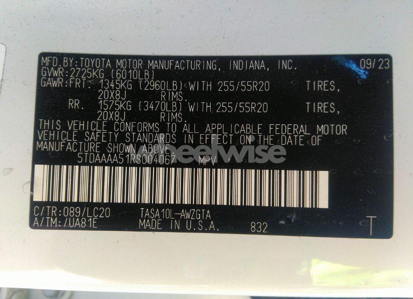 Photo 9 of 2024 Toyota Grand HIGHLANDER LIMITED (VIN 5TDAAAA51RS004067)