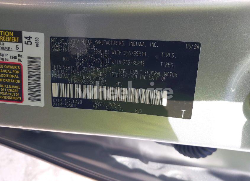 Photo 9 of 2024 Toyota Grand HIGHLANDER XLE (VIN 5TDAAAA55RS017176)