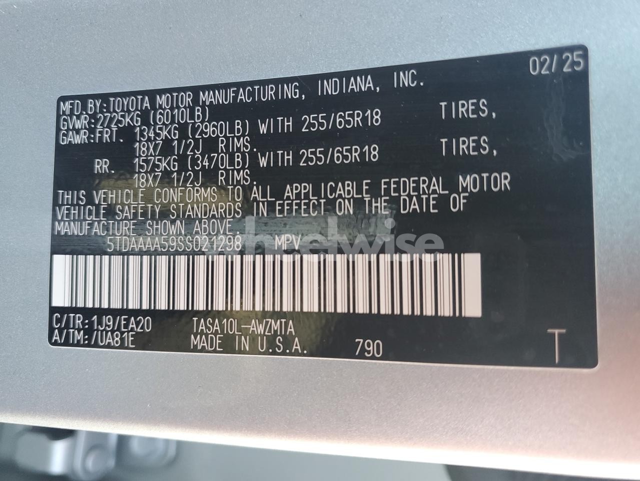 Photo 13 of 2025 TOYOTA GRAND HIGHLANDER LE (VIN 5TDAAAA59SS021298)