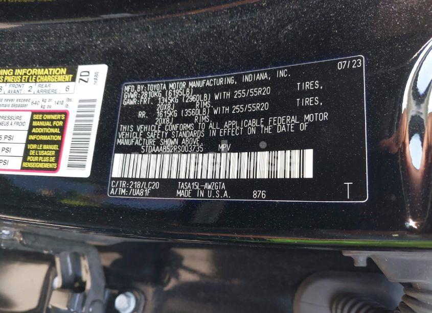 Photo 9 of 2024 Toyota Grand HIGHLANDER LIMITED (VIN 5TDAAAB52RS003735)