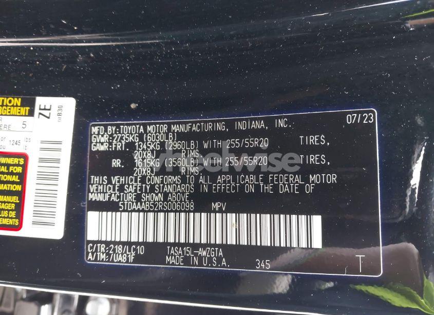 Photo 9 of 2024 Toyota Grand HIGHLANDER LIMITED (VIN 5TDAAAB52RS006098)