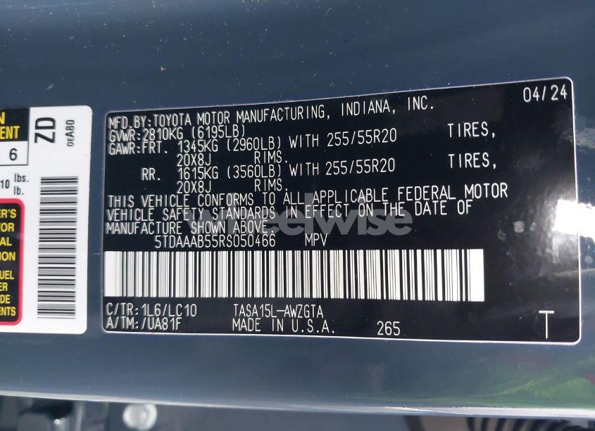 Photo 9 of 2024 Toyota Grand HIGHLANDER LIMITED (VIN 5TDAAAB55RS050466)