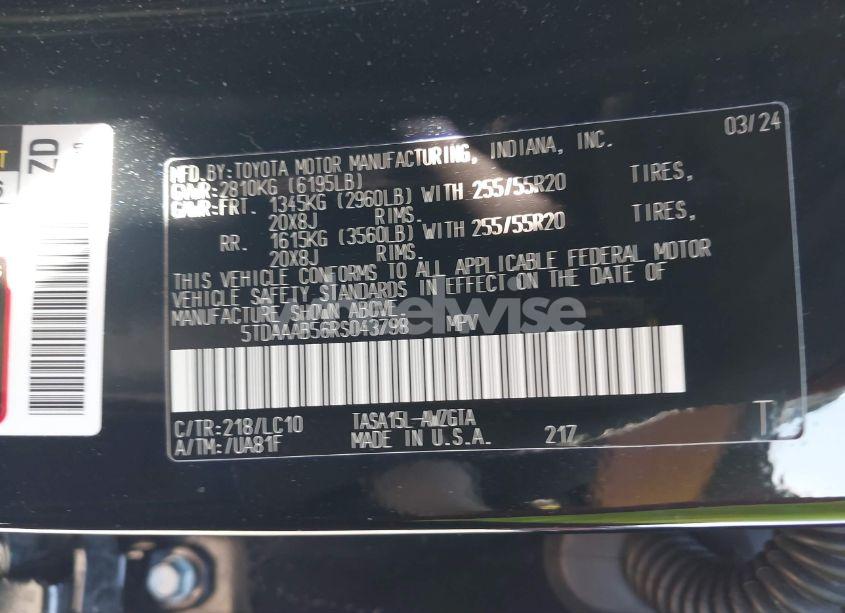 Photo 9 of 2024 Toyota Grand HIGHLANDER LIMITED (VIN 5TDAAAB56RS043798)