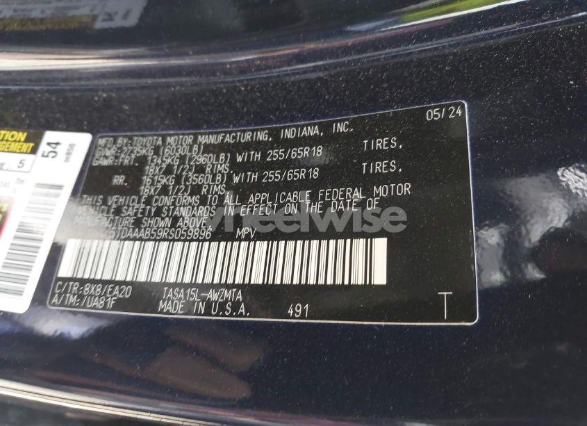 Photo 9 of 2024 Toyota Grand HIGHLANDER XLE (VIN 5TDAAAB59RS059896)