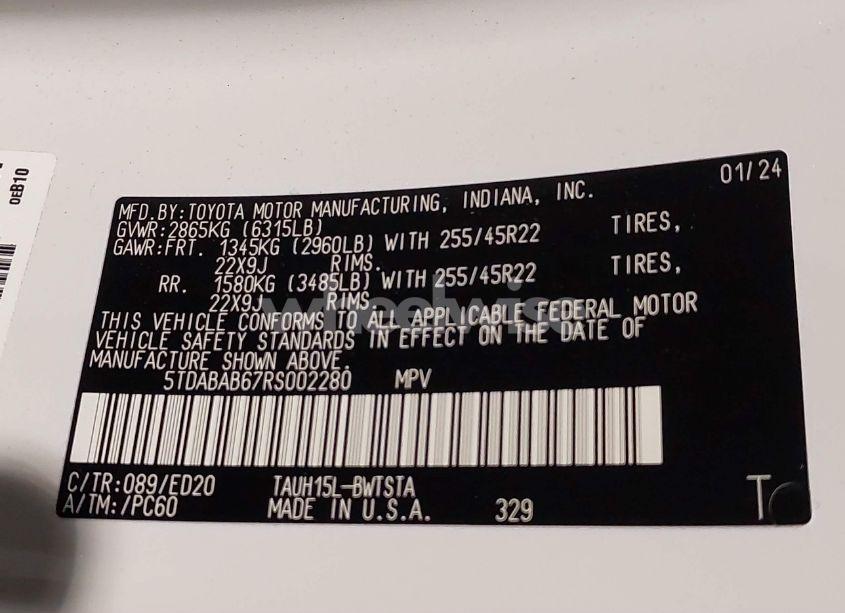 Photo 9 of 2024 Lexus Tx 500H F SPORT PREMIUM (VIN 5TDABAB67RS002280)