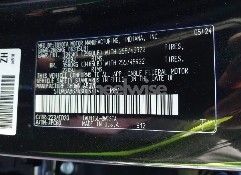 Photo 9 of 2024 Lexus Tx 500H F SPORT PREMIUM (VIN 5TDABAB67RS005714)