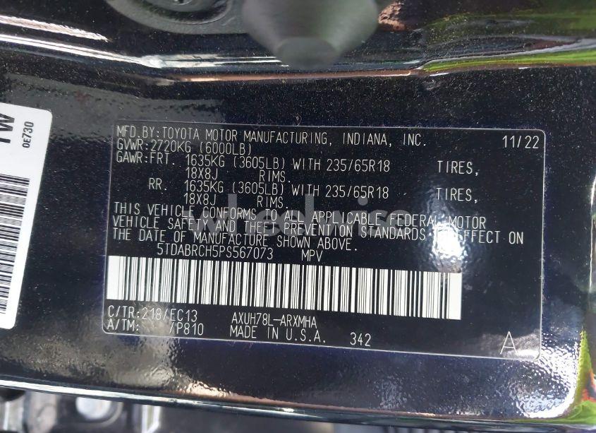 Photo 9 of 2023 Toyota Highlander HYBRID XLE BRONZE (VIN 5TDABRCH5PS567073)