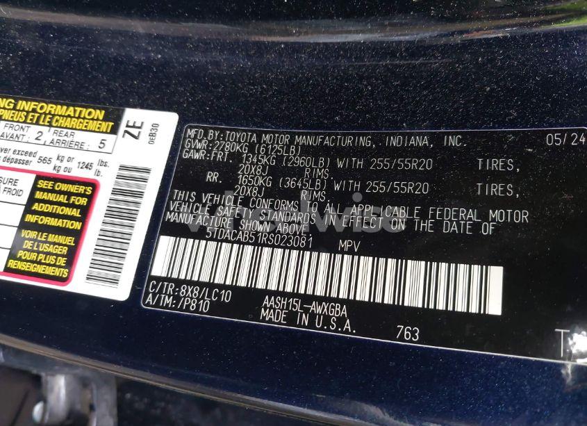 Photo 9 of 2024 Toyota Grand HIGHLANDER HYBRID LIMITED (VIN 5TDACAB51RS023081)