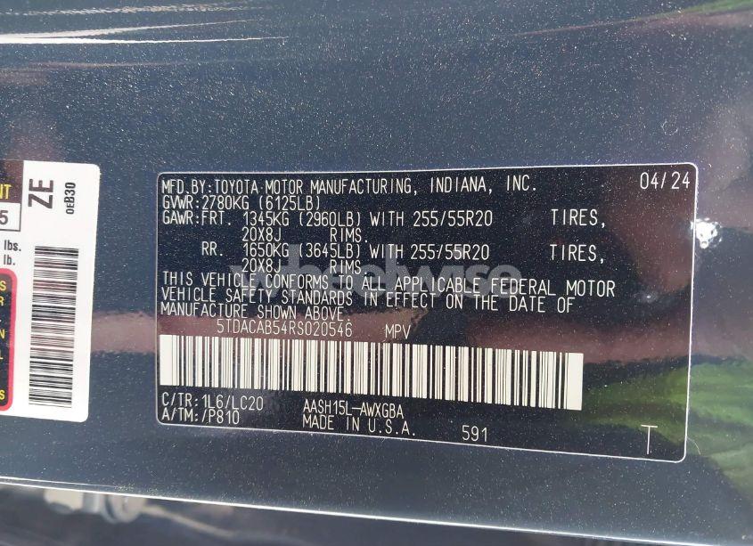 Photo 9 of 2024 Toyota Grand HIGHLANDER HYBRID LIMITED (VIN 5TDACAB54RS020546)