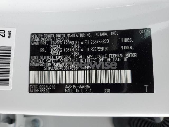 Photo 6 of 2025 TOYOTA GRAND HIGHLANDER LE (VIN 5TDACAB57SS047536)